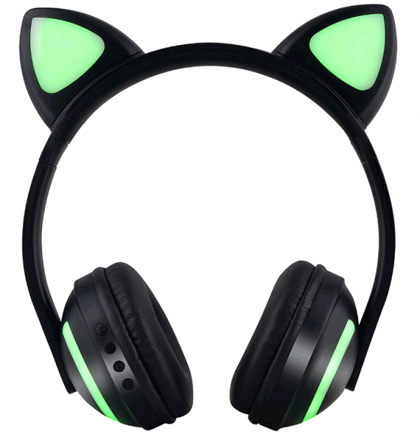 Wireless-Bluetooth-Cat-Ear-Headphone-with-7-Colors-LED-Light-Flashin-green